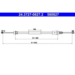 Câble de frein ATE 24.3727-0827.2 pour PEUGEOT 406 OE 4745H4