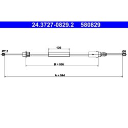 Brake Cable ATE 24.3727-0829.2 OE Ref 4745J7
