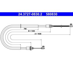 Brake Cable ATE 24.3727-0830.2 OE Ref 4745N4
