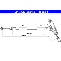 Câble de frein ATE 24.3727-0834.2 pour PEUGEOT 406 OE 4745L4