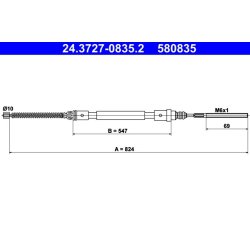 Câble de frein ATE 24.3727-0835.2 pour PEUGEOT 406 OE 4745R1