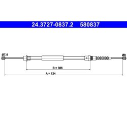 Brake Cable ATE 24.3727-0837.2 OE Ref 4745P8