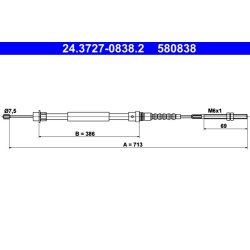 Câble de frein ATE 24.3727-0838.2 pour PEUGEOT 607 OE 4745P9