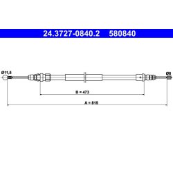 Brake Cable ATE 24.3727-0840.2 OE Ref 4745X6