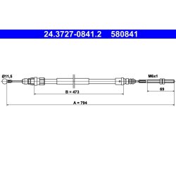 Câble de frein ATE 24.3727-0841.2 pour PEUGEOT 607 OE 4745X7