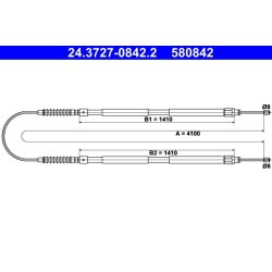 Câble de frein ATE 24.3727-0842.2 pour CITROËN, PEUGEOT JUMPER, BOXER