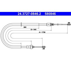 Brake Cable ATE 24.3727-0846.2 OE Ref 4745Z3