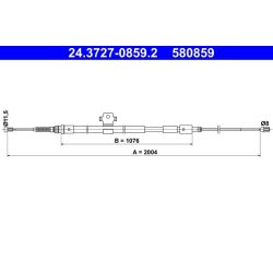 Brake Cable ATE 24.3727-0859.2 OE Ref 9678420980