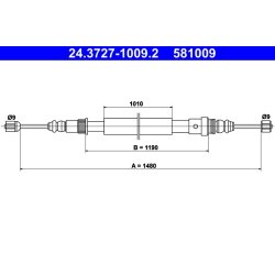 Câble de frein ATE 24.3727-1009.2 pour RENAULT, CLIO OE 7700802686