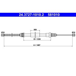 Brake Cable ATE 24.3727-1010.2 OE Ref 7700766098