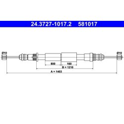 Câble de frein ATE 24.3727-1017.2 pour RENAULT, SUPER OE 6001006990