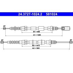Câble de frein ATE 24.3727-1024.2 pour RENAULT, ESPACE OE 6025105918