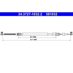 Brake Cable ATE 24.3727-1032.2 OE Ref 7700823689