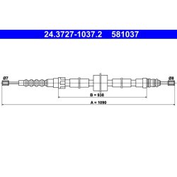 Brake Cable ATE 24.3727-1037.2 OE Ref 7700571640