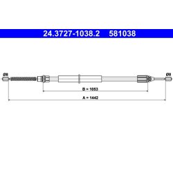 Câble de frein ATE 24.3727-1038.2 pour RENAULT, TWINGO OE 7700824636