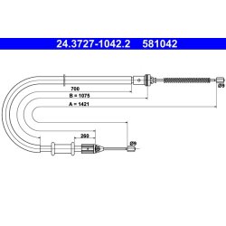 Câble de frein ATE 24.3727-1042.2 pour NISSAN, RENAULT, OE 36530-00QAE
