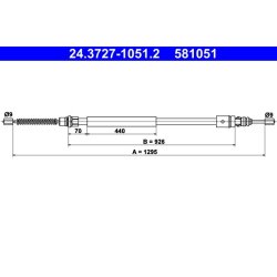 Brake Cable ATE 24.3727-1051.2 OE Ref 7700307718