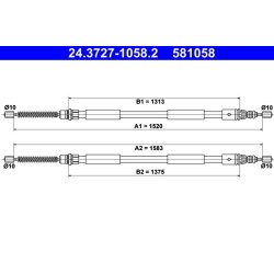 Brake Cable ATE 24.3727-1058.2 OE Ref 6025370468