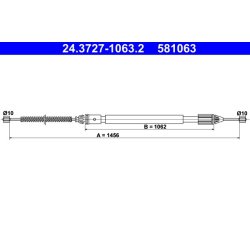 Brake Cable ATE 24.3727-1063.2 OE Ref 7700421024