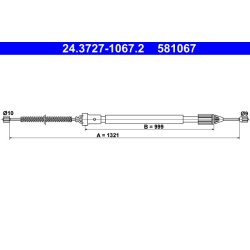 Câble de frein ATE 24.3727-1067.2 pour RENAULT CLIO OE 8200087982