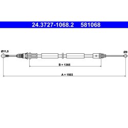 Brake Cable ATE 24.3727-1068.2 OE Ref 3653100QAD