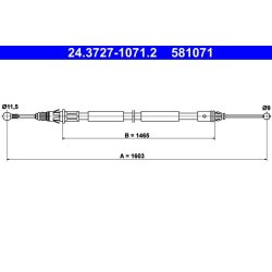 Brake Cable ATE 24.3727-1071.2 OE Ref 3653000QAD