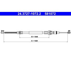 Câble de frein ATE 24.3727-1072.2 pour NISSAN, VAUXHALL, RENAULT,