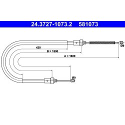 Câble de frein ATE 24.3727-1073.2 pour DACIA, RENAULT, OE 6001547168