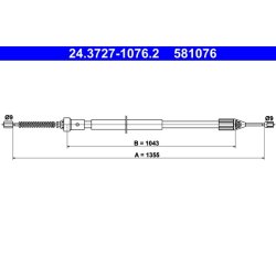Câble de frein ATE 24.3727-1076.2 pour RENAULT, TWINGO OE 8200428323