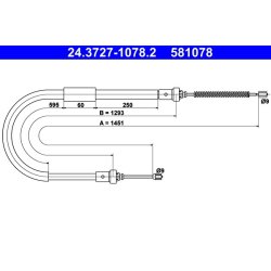 Câble de frein ATE 24.3727-1078.2 pour RENAULT CLIO OE 8200298384