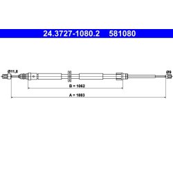 Brake Cable ATE 24.3727-1080.2 OE Ref 364000001R