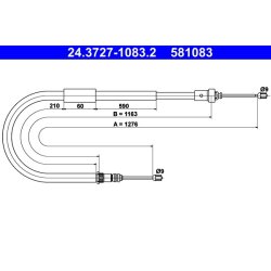 Câble de frein ATE 24.3727-1083.2 pour RENAULT, MODUS OE 8200673248