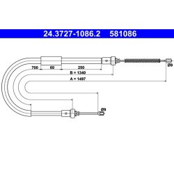 Câble de frein ATE 24.3727-1086.2 pour RENAULT, MODUS OE 8200269348