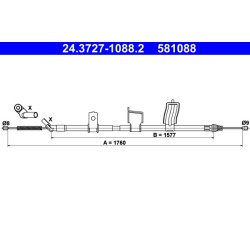 Câble de frein ATE 24.3727-1088.2 pour RENAULT, KOLEOS OE 36530JY00A