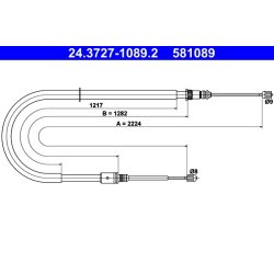 Câble de frein ATE 24.3727-1089.2 pour RENAULT, LAGUNA OE 365300001N