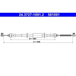 Brake Cable ATE 24.3727-1091.2 OE Ref 8200577939
