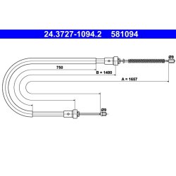 Câble de frein ATE 24.3727-1094.2 pour DACIA, RENAULT, OE 364005982R