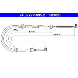 Brake Cable ATE 24.3727-1095.2 OE Ref 8200935175