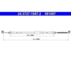 Câble de frein ATE 24.3727-1097.2 pour RENAULT CLIO OE 365304960R