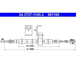 Brake Cable ATE 24.3727-1105.2 OE Ref 8967630