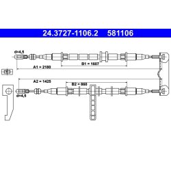 Câble de frein ATE 24.3727-1106.2 pour SAAB 9-3, 900 OE 4839874