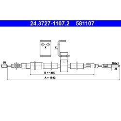 Brake Cable ATE 24.3727-1107.2 OE Ref 8967499