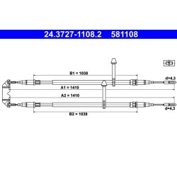 Câble de frein ATE 24.3727-1108.2 pour SAAB 9-5 OE 5059829
