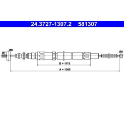 Brake Cable ATE 24.3727-1307.2 OE Ref 3430185