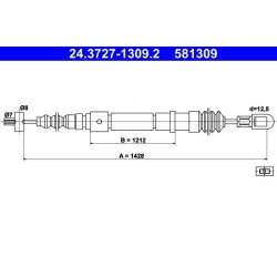 Câble de frein ATE 24.3727-1309.2 pour VOLVO 440, 460, 480 OE 3456981