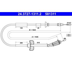 Brake Cable ATE 24.3727-1311.2 OE Ref 30665093