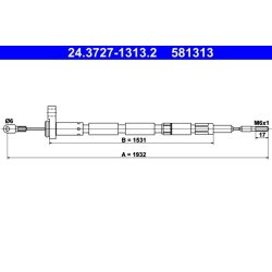 Câble de frein ATE 24.3727-1313.2 pour VOLVO 240, 260 OE 1205743