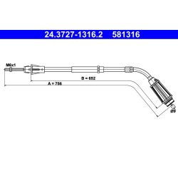 Brake Cable ATE 24.3727-1316.2 OE Ref 31265831