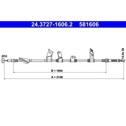 Brake Cable ATE 24.3727-1606.2 OE Ref 47560SNAA54