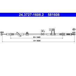 Câble de frein ATE 24.3727-1608.2 pour HONDA CITY, JAZZ OE 47560-SAA-J53